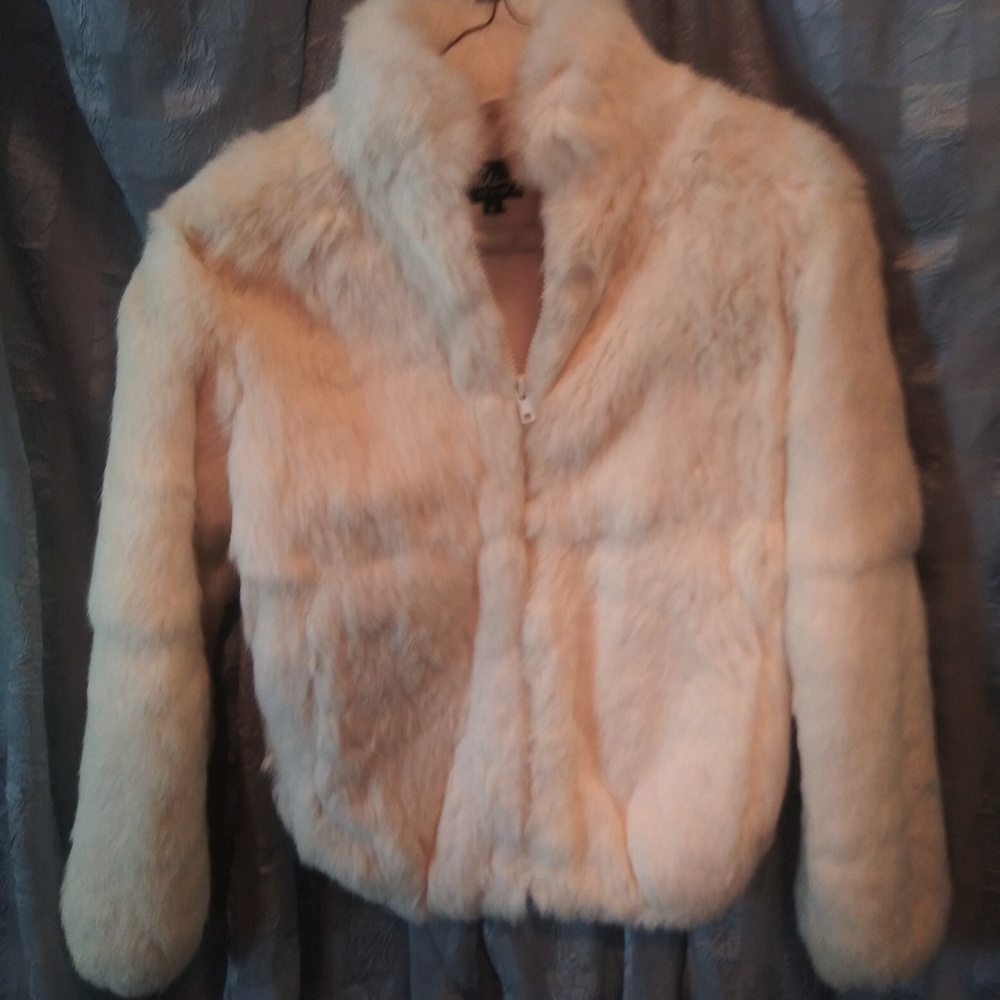 White rabbit fur coat size 12 children's